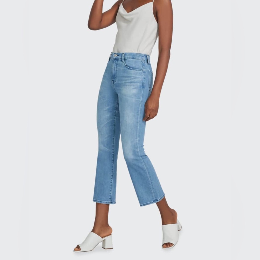 J BRAND Franky High-Rise Crop Boot-Cut Jeans in Dark Blue